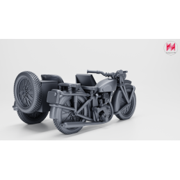 Motocicleta Norton 633 WD Big 4 con sidecar y 2 tripulantes