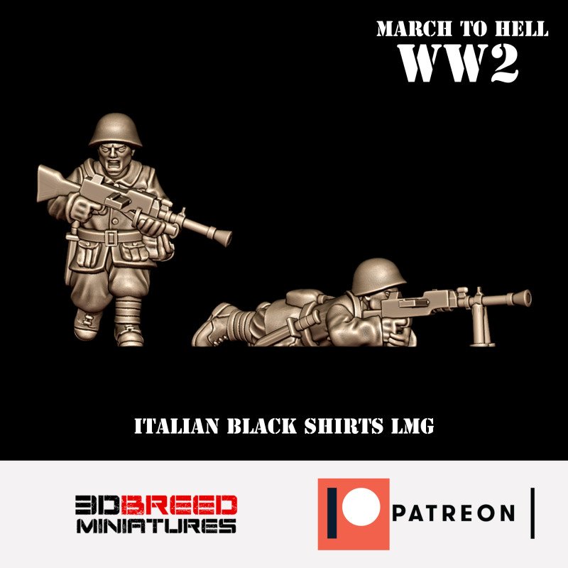 Ametrallador de los Camisas Negras italianos con ametralladora ligera (manga larga)