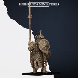 Huscarles nórdicos montados con lanzas y escudos. Tribus nórdicas