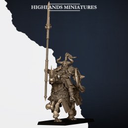 Huscarles nórdicos montados con lanzas y escudos. Tribus nórdicas