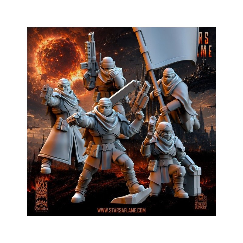 Escuadra de mando de tropas del desierto TSF de The beholder miniatures | Miniatura sci-fi 35 mm y 32 mm
