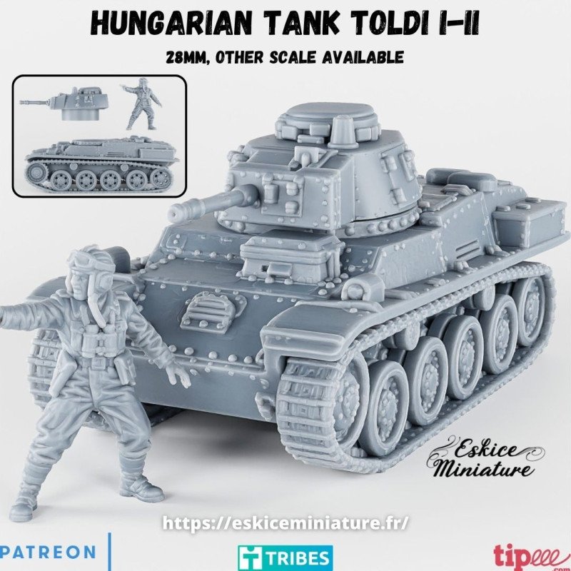 Hungarian Toldi I-II Tank by Eskice Miniatures | 1/56 (28mm)