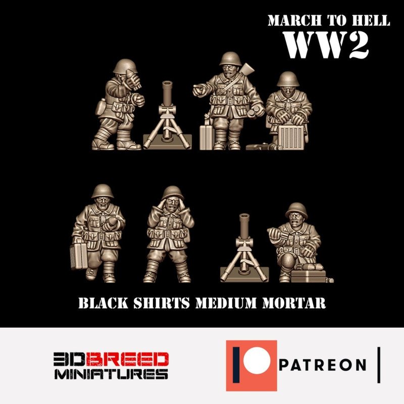 Italian Black Shirts Medium Mortar Team (Long Sleeves) | 3d Breed · 15 & 28 mm