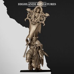 Mounted Skeletal Lord Battle Standard Bearer by Highlands Miniatures | 28 & 32 mm