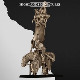 Mounted Skeletal Lord Battle Standard Bearer by Highlands Miniatures | 28 & 32 mm
