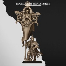 Dismounted Skeletal Lord Battle Standard Bearer by Highlands Miniatures | 28 & 32 mm