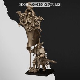 Dismounted Skeletal Lord Battle Standard Bearer by Highlands Miniatures | 28 & 32 mm
