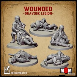 Wounded Soldiers (Dravosk Legion) | MOM Miniatures | 28 & 32 mm