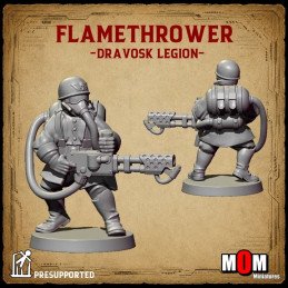 Soldado con lanzallamas (Legión Dravosk) | MOM Miniatures | 28 y 32 mm
