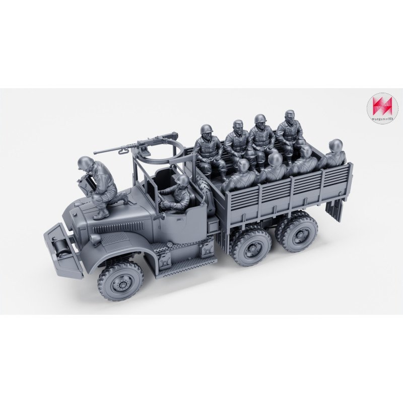 Diamond T969 Cargo de cabina abierta con ametralladora | Wargame3D