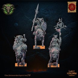 Grupo de Mando de Jinetes de Cuernos Salvajes de Lost Kingdom | Miniaturas impresas en 3D 28mm, 32mm