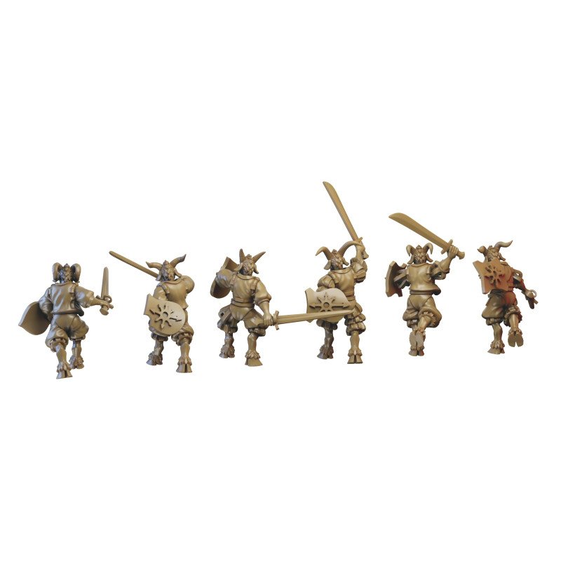 Hombres bestia con arma de mano y escudo de Ilhadiel | Miniaturas impresas en 3D 28mm, 32mm