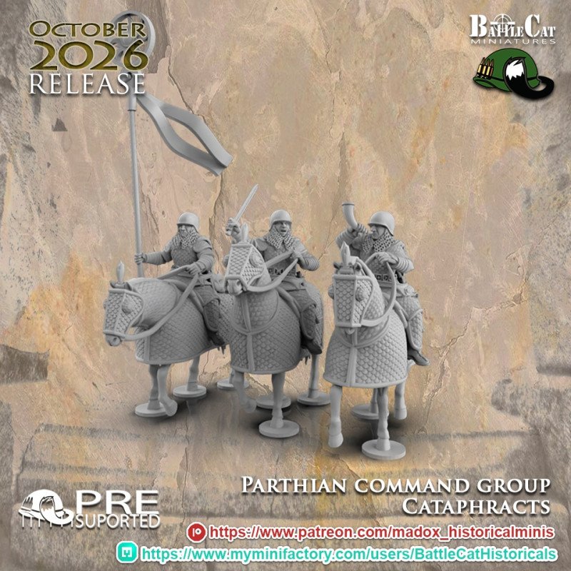 Parthian Cataphract Command Group by Battle Cat | 28 mm