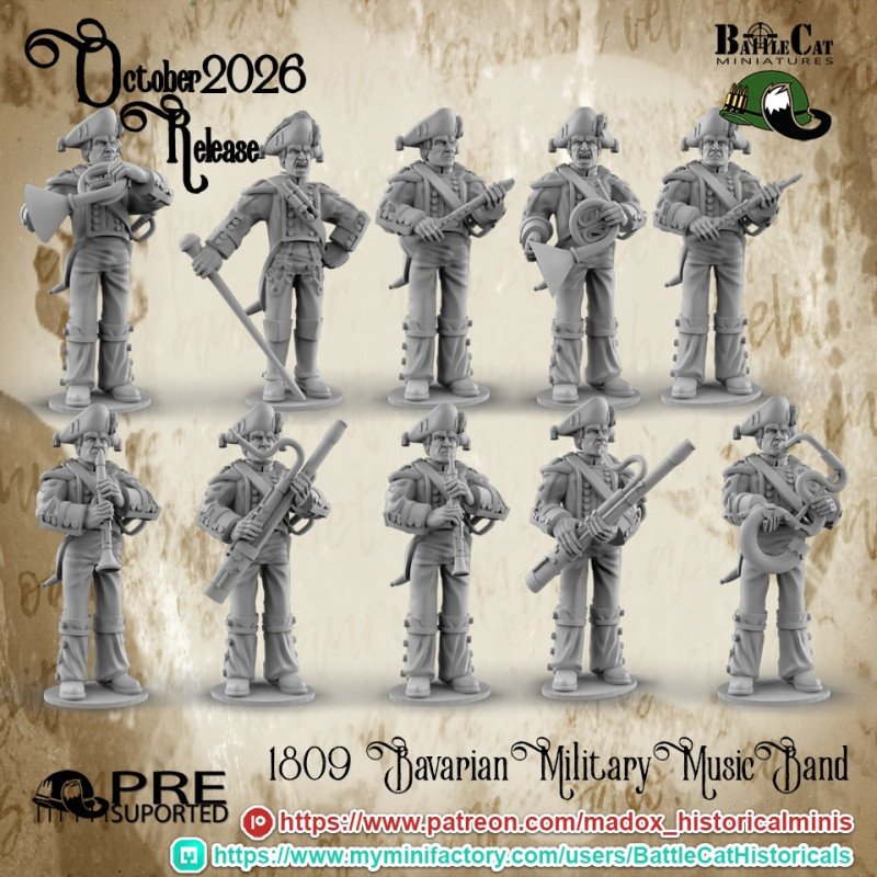 1809 Bavarian Military Band Musicians by Battle Cat | 28 mm