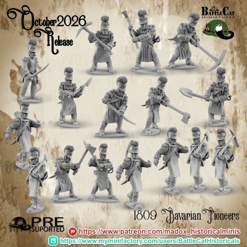 Pioneros bávaros de 1809 de Battle Cat | 28 mm