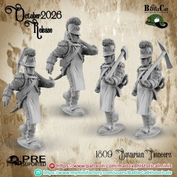 Oficial de pioneros bávaros de 1809 de Battle Cat | 28 mm