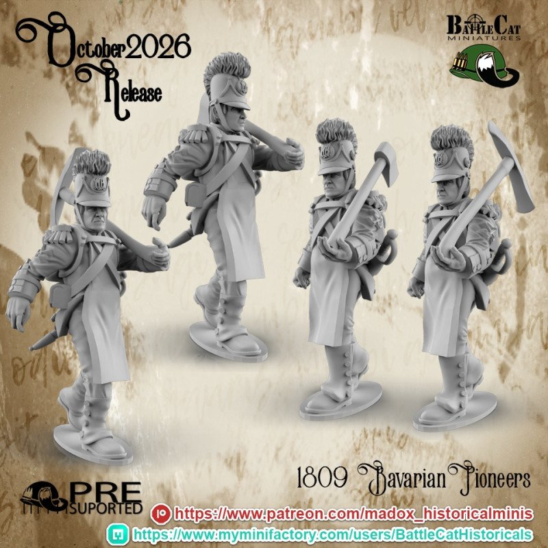 Oficial de pioneros bávaros de 1809 de Battle Cat | 28 mm