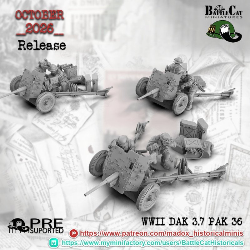 Cañón DAK de 3,7 cm PaK 36 de Battle Cat | 28 mm