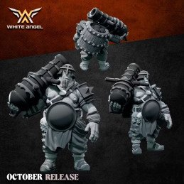 Cannon Wielding Ogres by White Angel | 32mm, 28mm 3D printed miniatures