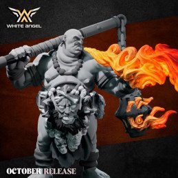 Ogre Fire Shaman by White Angel | 32mm, 28mm 3D printed miniatures